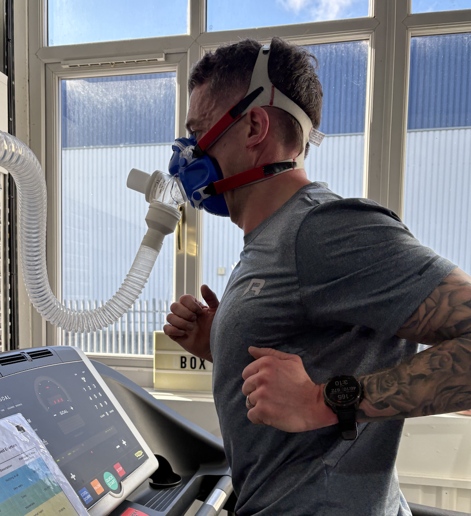 Athlete during VO2max lab test at Box Nutrition