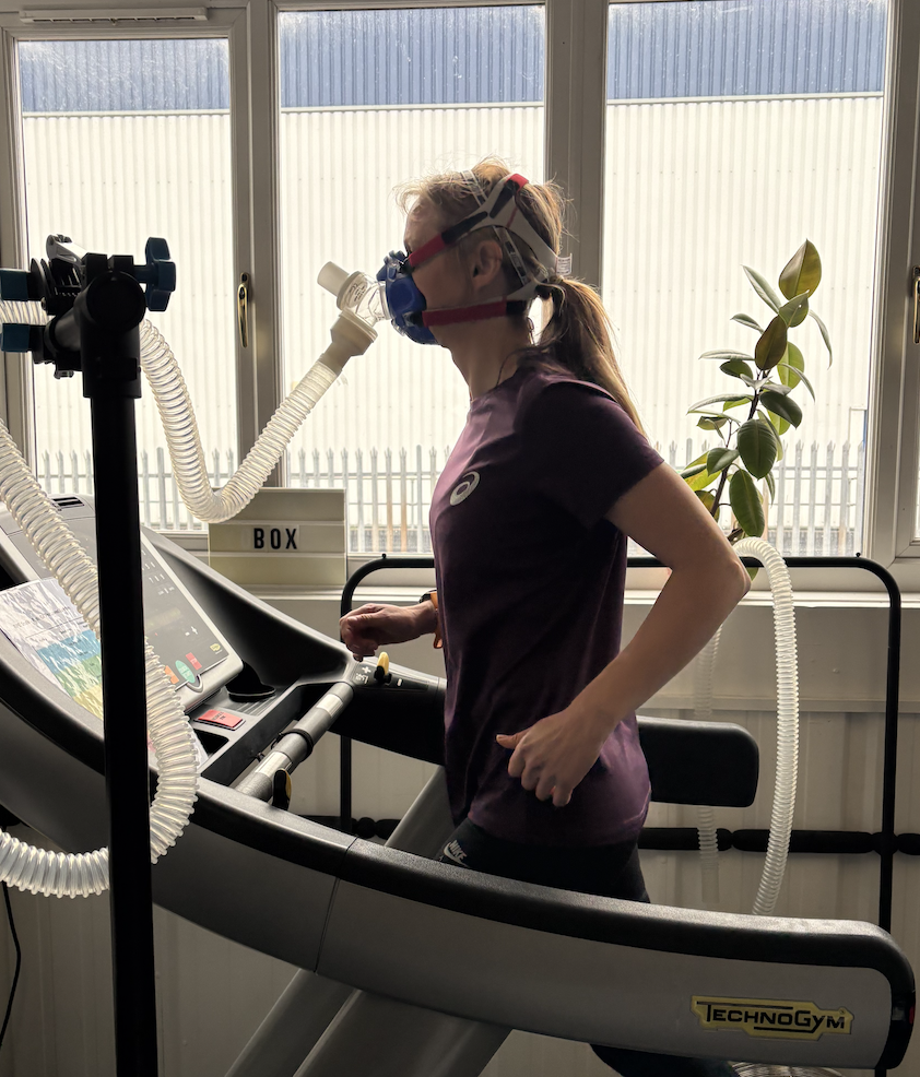 Athlete with metabolic testing equipment